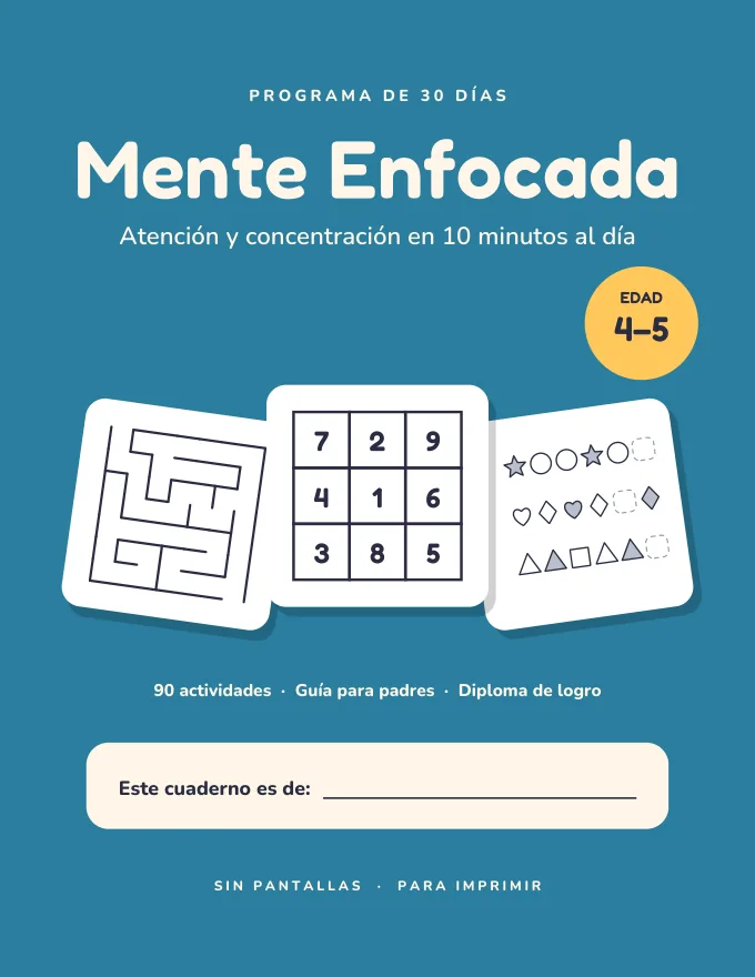Portada del cuaderno de 4 a 5 años